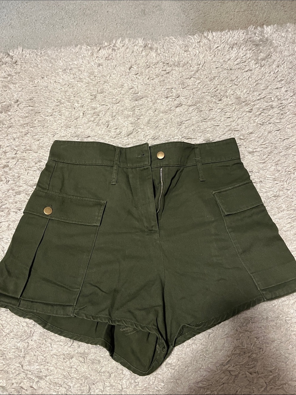 H&M Olive Green High-Rise Cargo Shorts